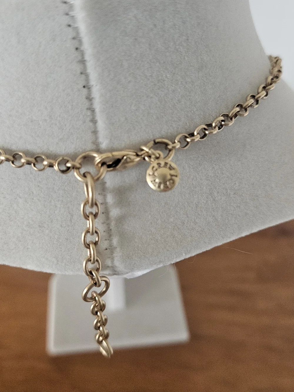 J. Crew Gold-Tone Necklace with Mint Green Floral Stones